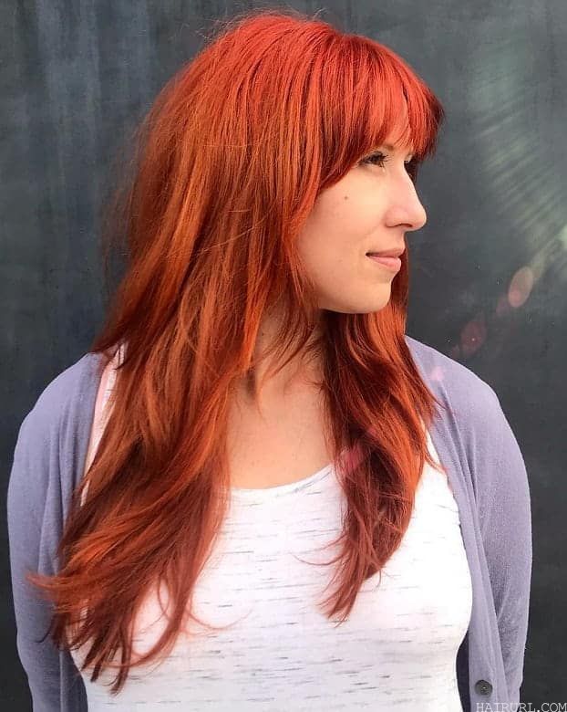 red shaggy hairstyle