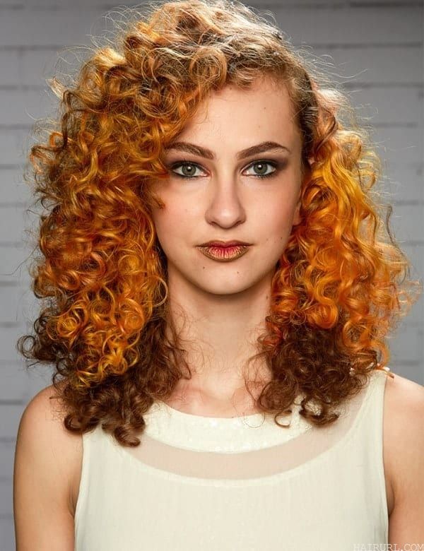 Curly Orange Brown Hair for Women
