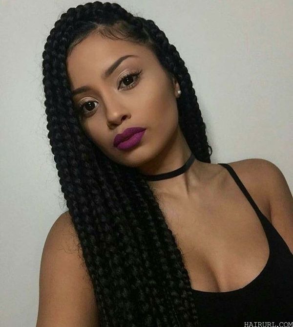 side parted thick poetic justice braid