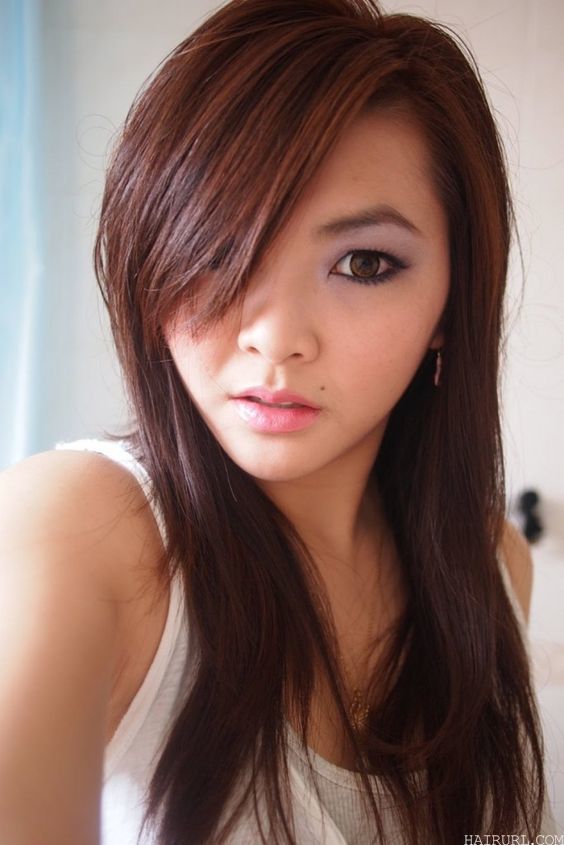 Chestnut and black hair for Asian girl