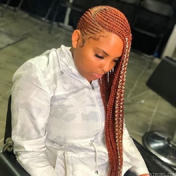 ginger hair side braids with weave