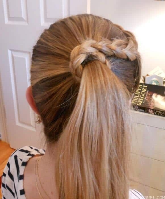 braided wrap ponytail hairstyle