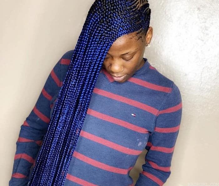 colored side braids with weave