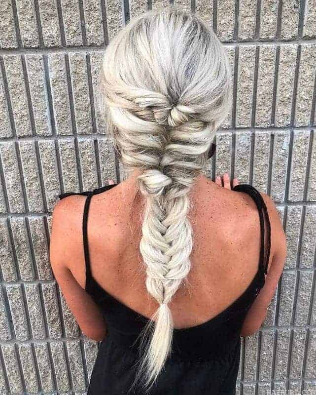 blonde hair with fishtail french braids