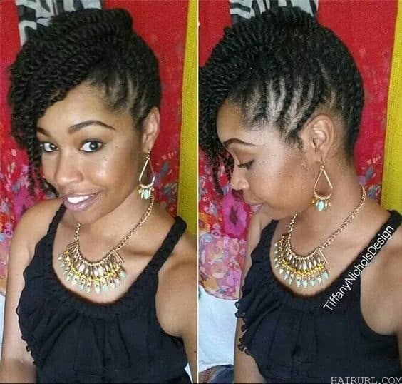 Side Fauxhawk twist hairstyle for girl