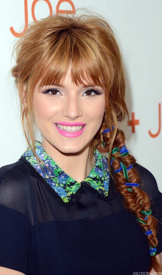 Bangs and Messy Fishtail Braid hairstyle 