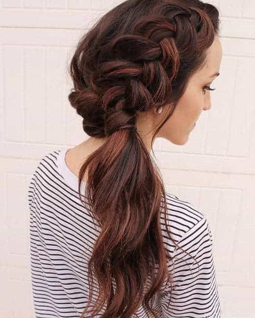 braided side ponytail with weave