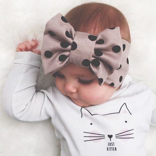 Large Fabric Polka Dot hair Bow for baby girl