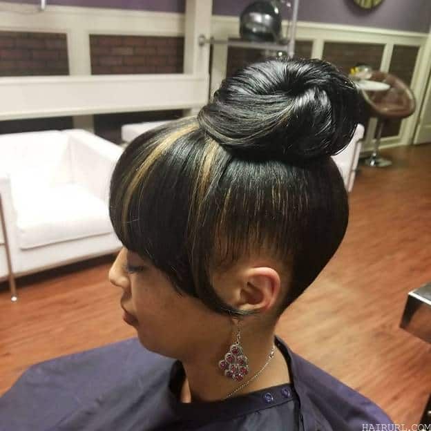 top knot with bangs for girls with big foreheads