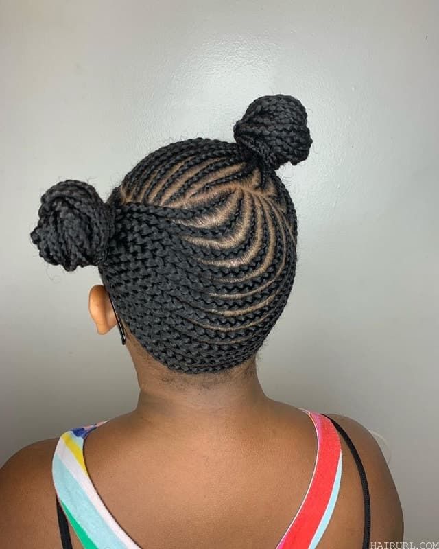 side braided space bun with weave
