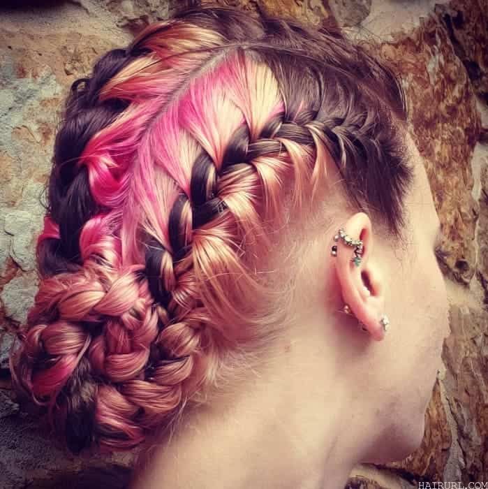 pink highlights in brown hair