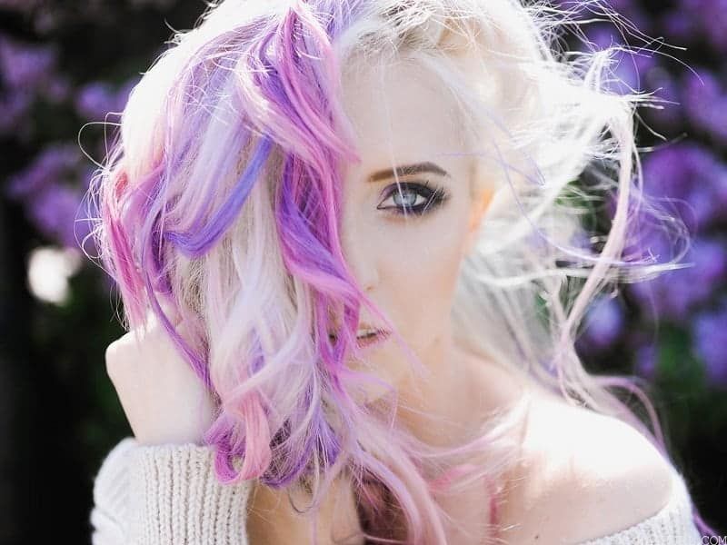 blonde and purple highlights