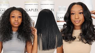 At Home Silk Press Routine And Trying Olaplex On 4B Heat Trained Hair + Curling Tutorial