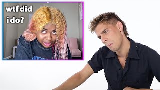 Hairdresser Reacts To Curly Hair Color Transformations