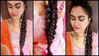 Supereasy Braid Hairstyle-Punjabi Braid Look For Indian Party/Wedding Guest