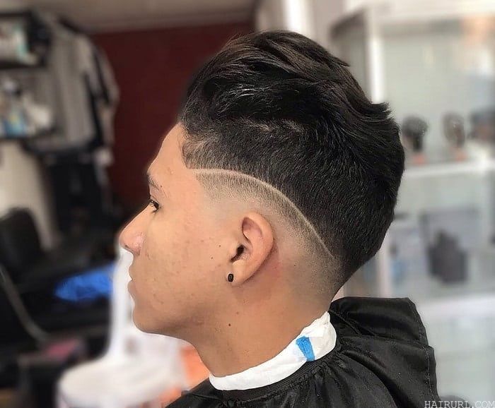 comb over fade with line