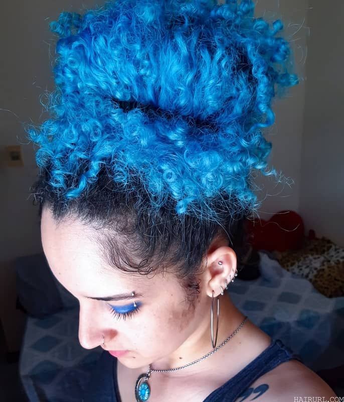 Blue Hairstyle for Curly Hair