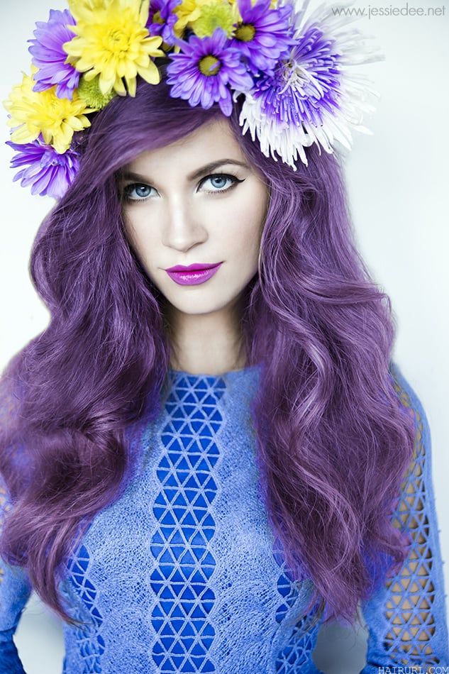 Lightly Waved lavender purple hair