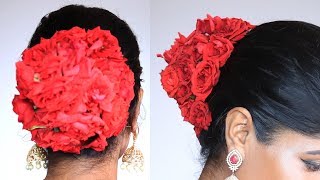 Easy Flower Bun Hairstyle ||Wedding Hair Bun Tutorial || Bridal Hairstyle