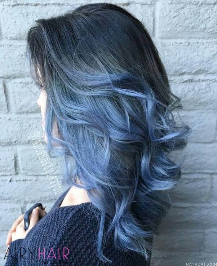 dusky blue hair in black