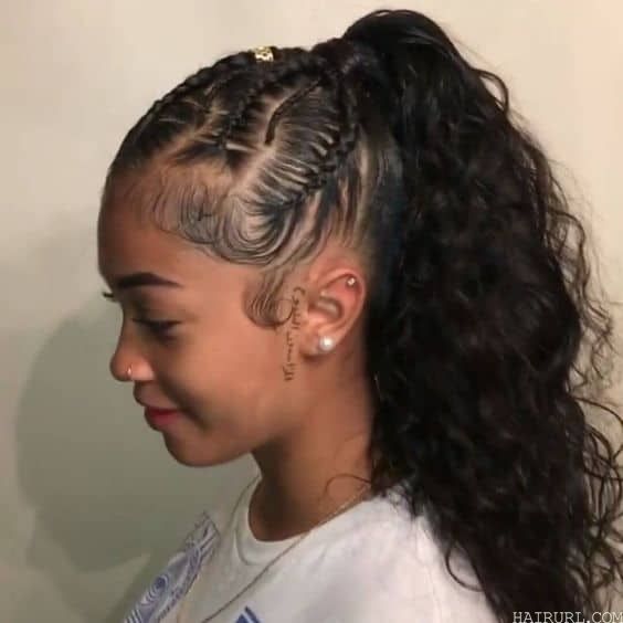 High Ponytail with Weave on Natural Curls