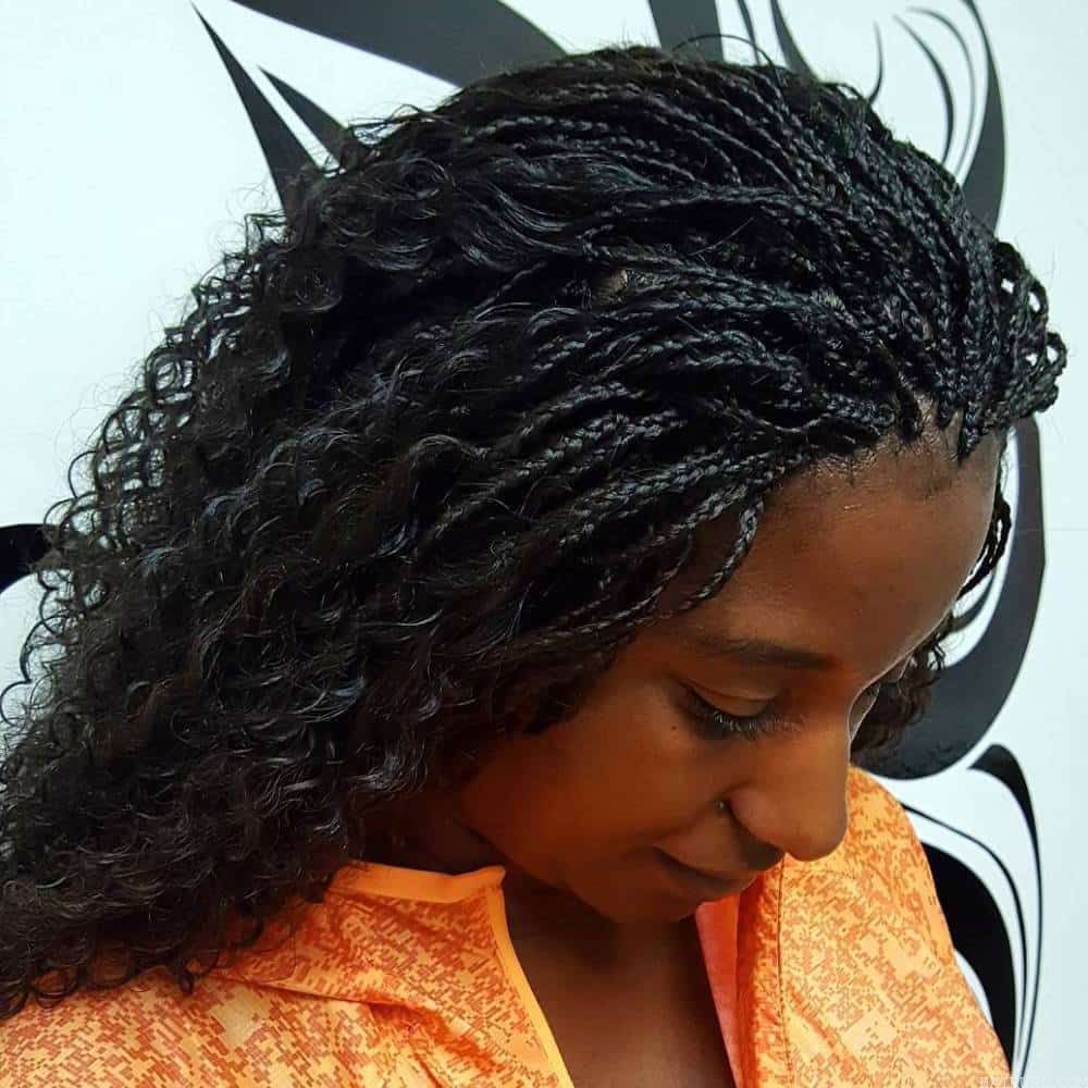 black Micro Braids hairstyle for women