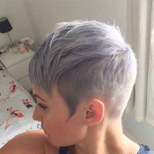 Purple Short Grey Hair color idea 