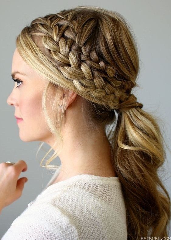 double fishtail braids with ponytail hairstyle