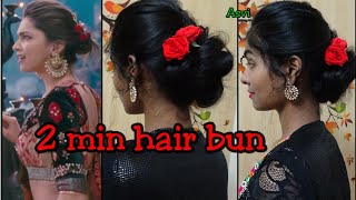 2 Min Hair Bun With Rose For Wedding &Party|Deepika Padukone Inspired Hairstyle|Ramleela|Asvi