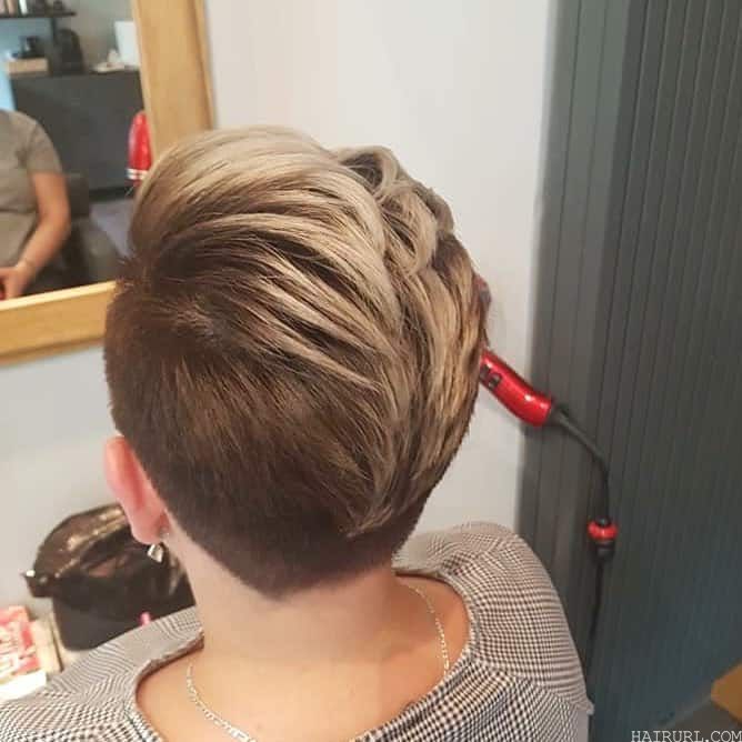 brown pixie with blonde highlights