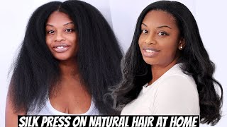 Silk Press Type 4 Natural Hair At Home | Curly To Straight