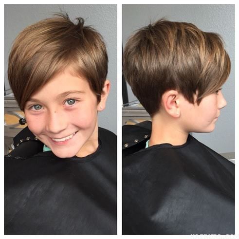 little girl's pixie cut with bangs