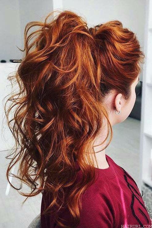 Red color Long Auburn hairstyle 