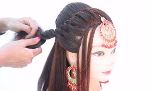 Beautiful Juda Hairstyle For Bridal | Hairstyle For Engagement | Hairstyle With Maang Tikka