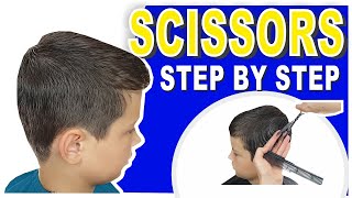 How To Cut Boys Hair At Home | Step By Step | Scissor Haircut Tutorial For Beginners