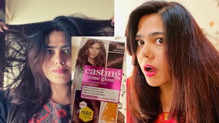 Loreal Casting Crème Gloss Hair Color Review | Mahogany 550 How To Color Hair At Home Step By Step