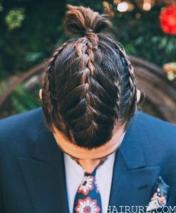 men's french braid with highlight
