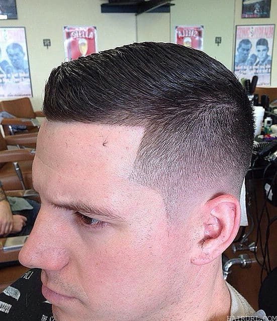 High fade comb over with no part