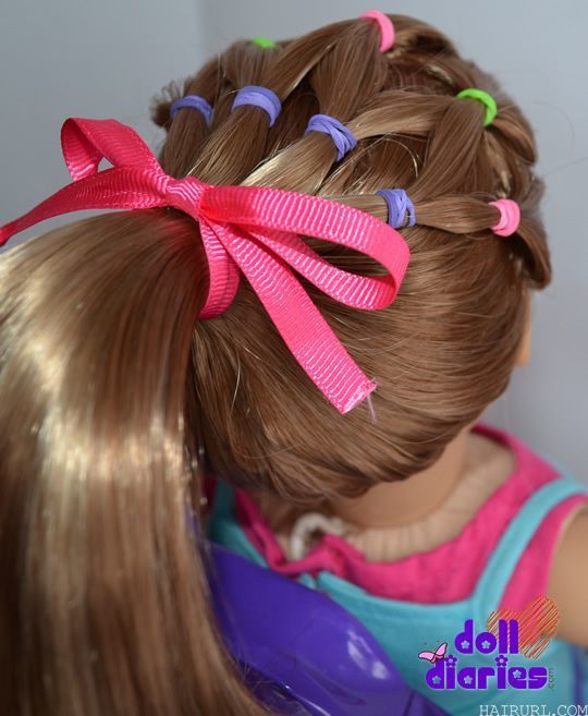 American Girl Doll Basket ponytail hairstyle for girl
