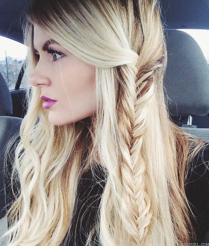 Highlight Side Fishtail Braid hairstyle for girl