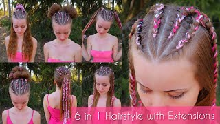 6 In1 Festival Hairstyle | Cornrow Braids With Extensions | How To Hair Diy