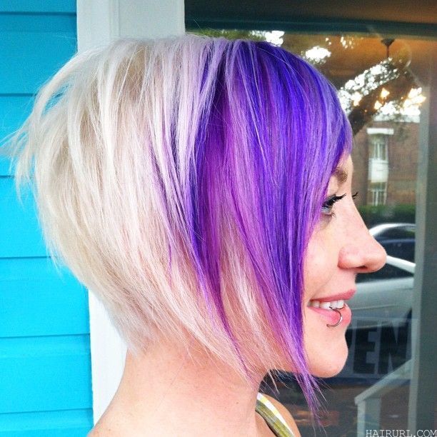 Half way Blonde and Purple Hairstyle