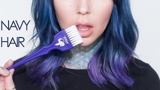 Navy Blue & Purple Hair Tutorial With Arctic Fox Hair Color | Kristenleannestyle
