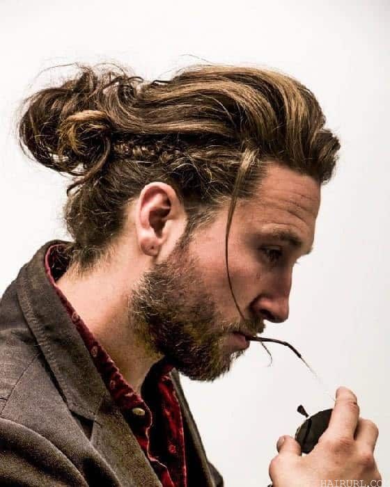 braided man bun for curly hair