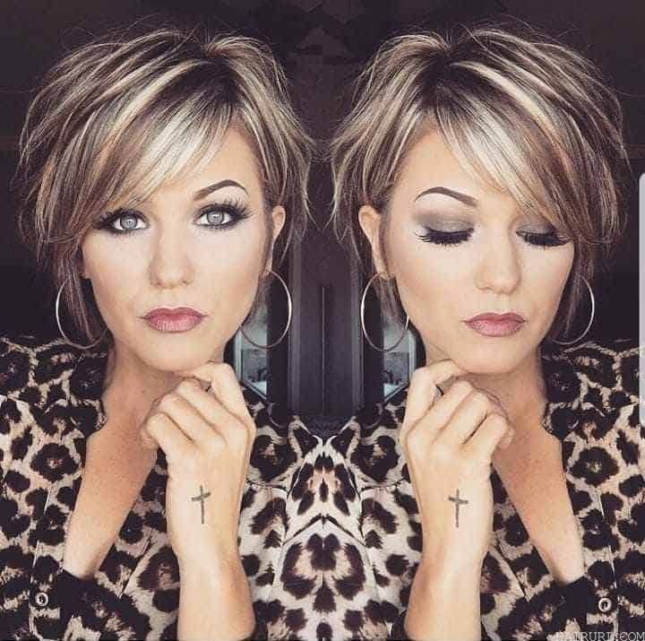 short brown hair with blonde highlights