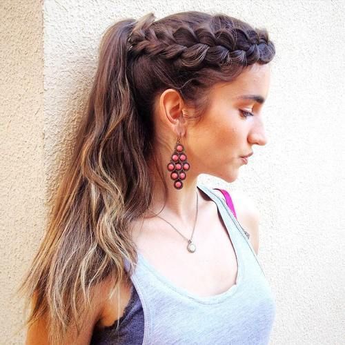  long hair with French Braid Headbands