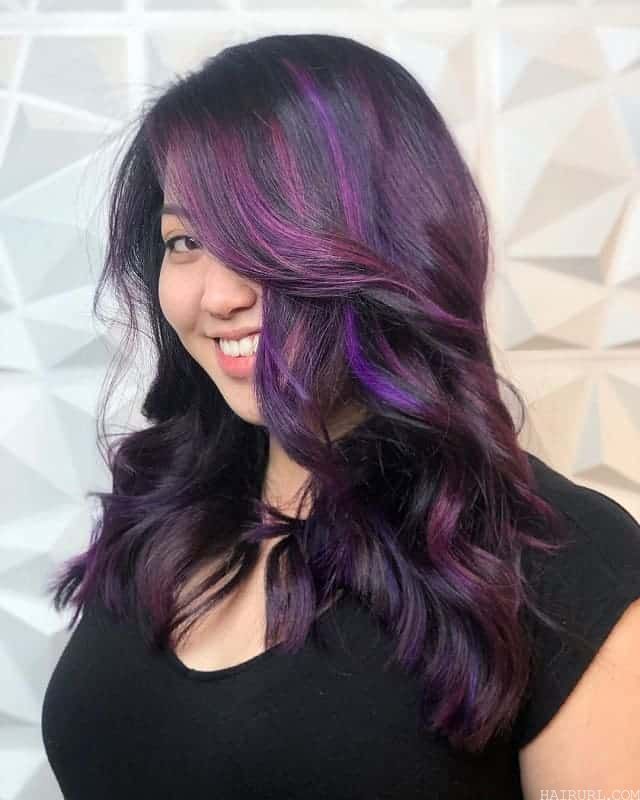 red hair with purple highlights