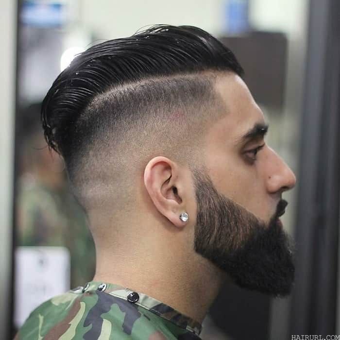 Comb Over Bald Fade with Hard Part