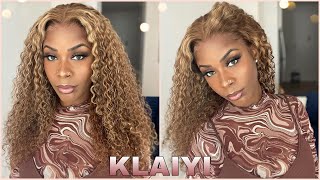 Beyoncé  Inspired Hair Color | Klaiyi Honey Blonde Highlight Pre Colored 13X4 Curly Lace Front Wig