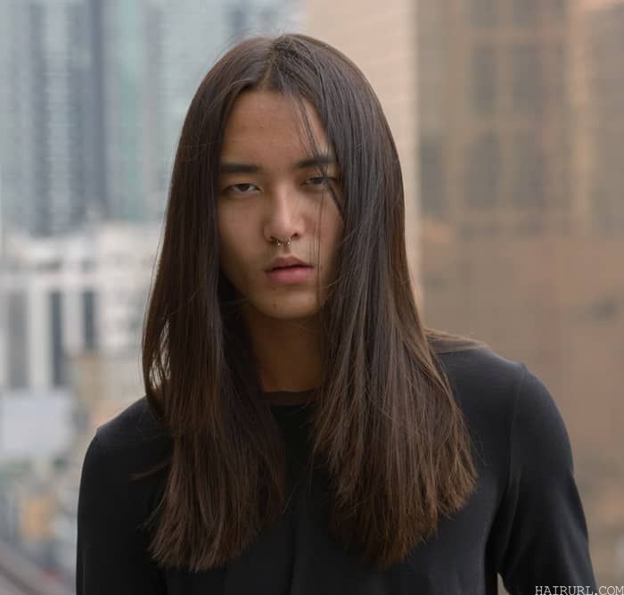 long thick hair for asian man